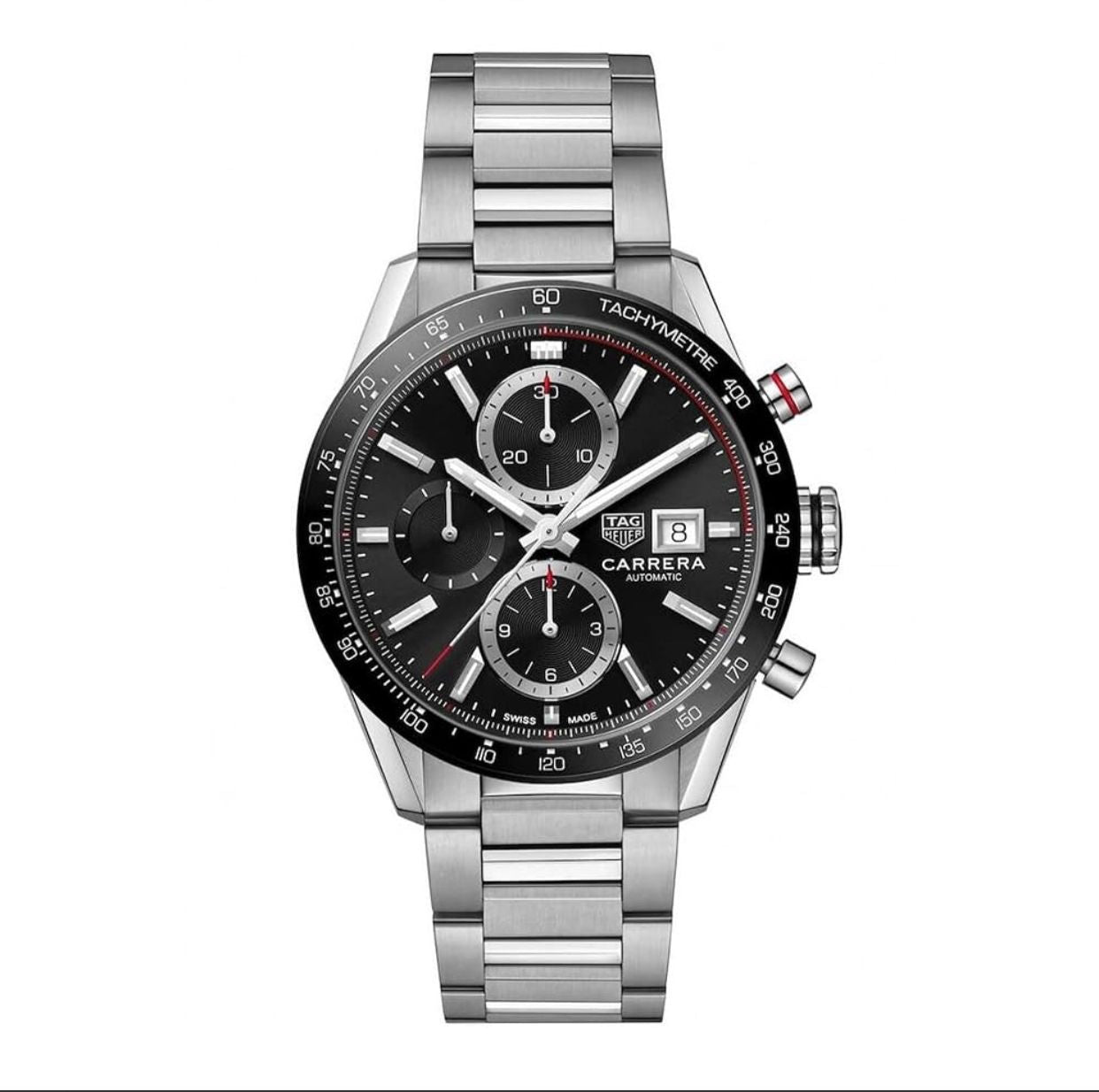 Tag Heuer Calibre 16 Silver Black Dial Japanese Quartz Chronograph’s Mens Watch