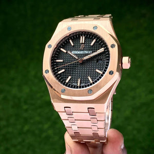 Audemars Piguet Royal Oak Double Balance Wheel Open worked Skeleton Dial Full Black Automatic Mens Watch
