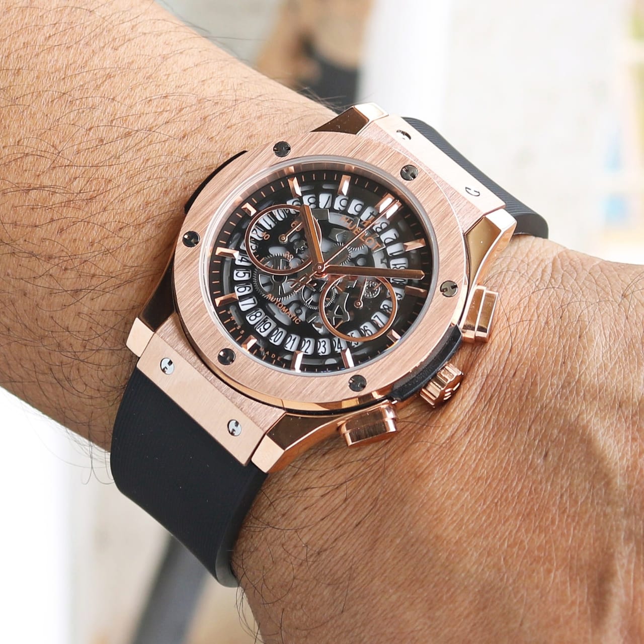 Hublot HUBLOT Big Bang Gold Steel Ceramic 342.SB.131.RX Black Dial Watch Men's (W212878)