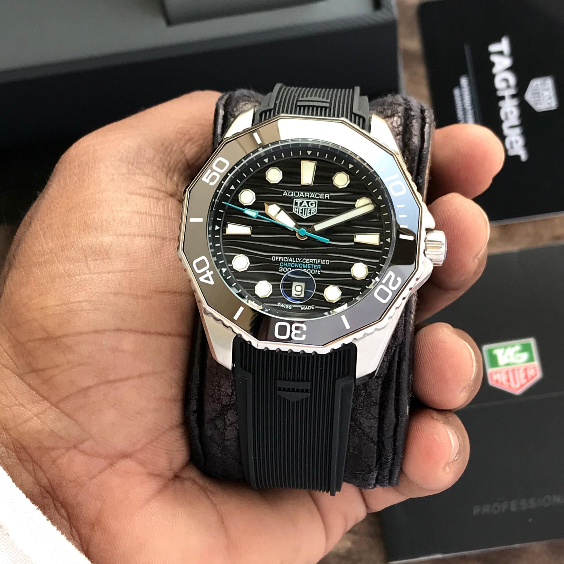 TAG Heuer Aquaracer Professional 300 Date Automatic Men’s Watch — zoomed view