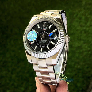 Rolex SkyDweller Stainless Steel Black Dial & Oyster Chain Strap Japanese Automatic Master Quality Men’s Watch