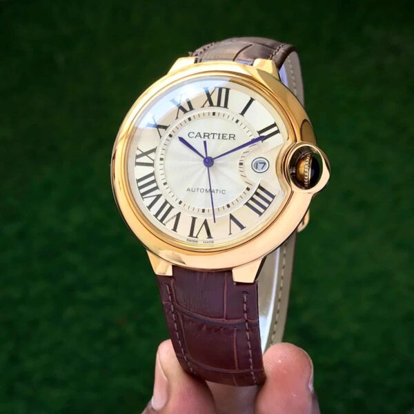 Cartier Ballon Bleu Japanese Automatic White Dial Brown Belt Mens Collection