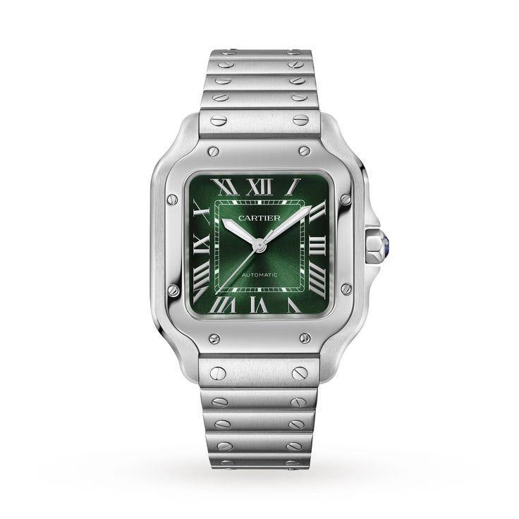 Cartier De Santosh Medium Model Green Dial Stainless Steel Automatic Men’s Watch