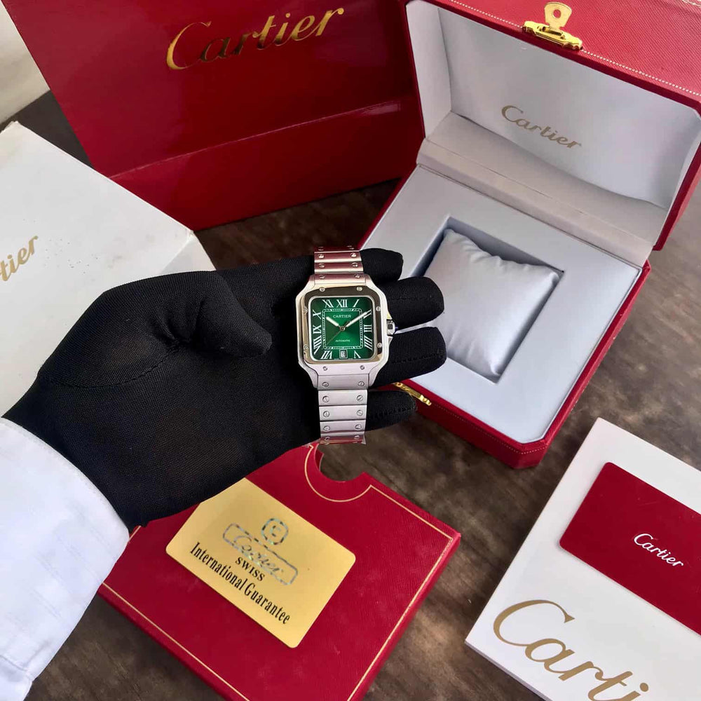 Cartier De Santosh Medium Model Green Dial Stainless Steel Automatic Men’s Watch