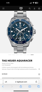 Tag Heuer Aquaracer Chronograph Cay111B 100% Authentic Quality