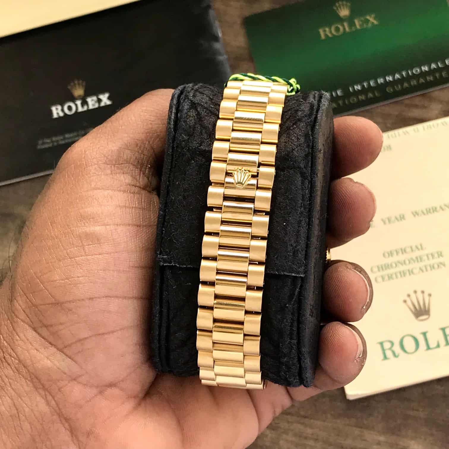 Rolex Day Date 40 Gold Tone Blue Dial Japanese Automatic Mens Watch