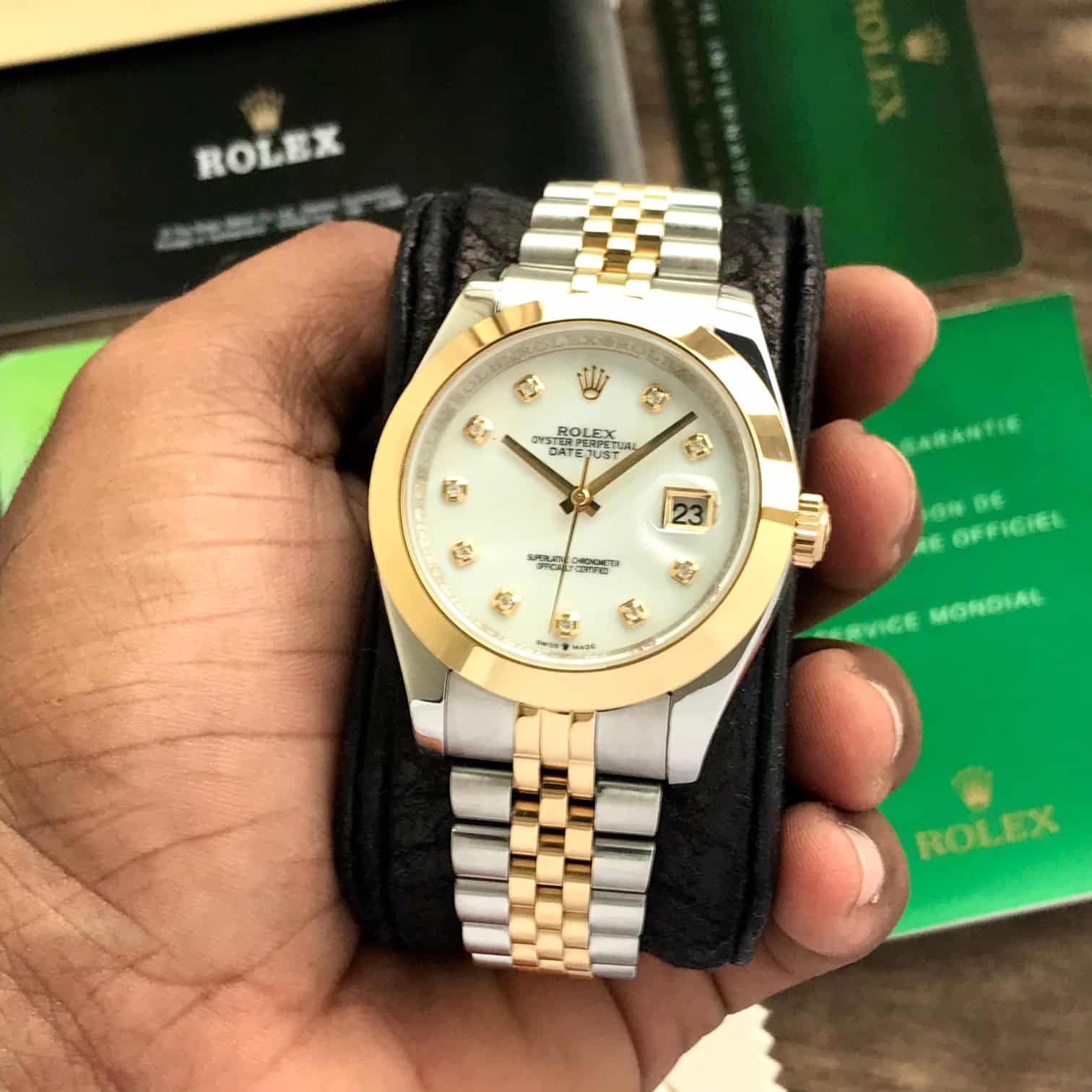 Rolex Date Just 41 Two Tone Jubli Chain White Dial Automatic Men’s Watch — zoomed view