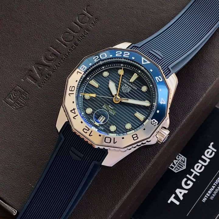 TAG Heuer Aquaracer Professional 300 GMT Blue Fiber Strap Automatic Mens Watch