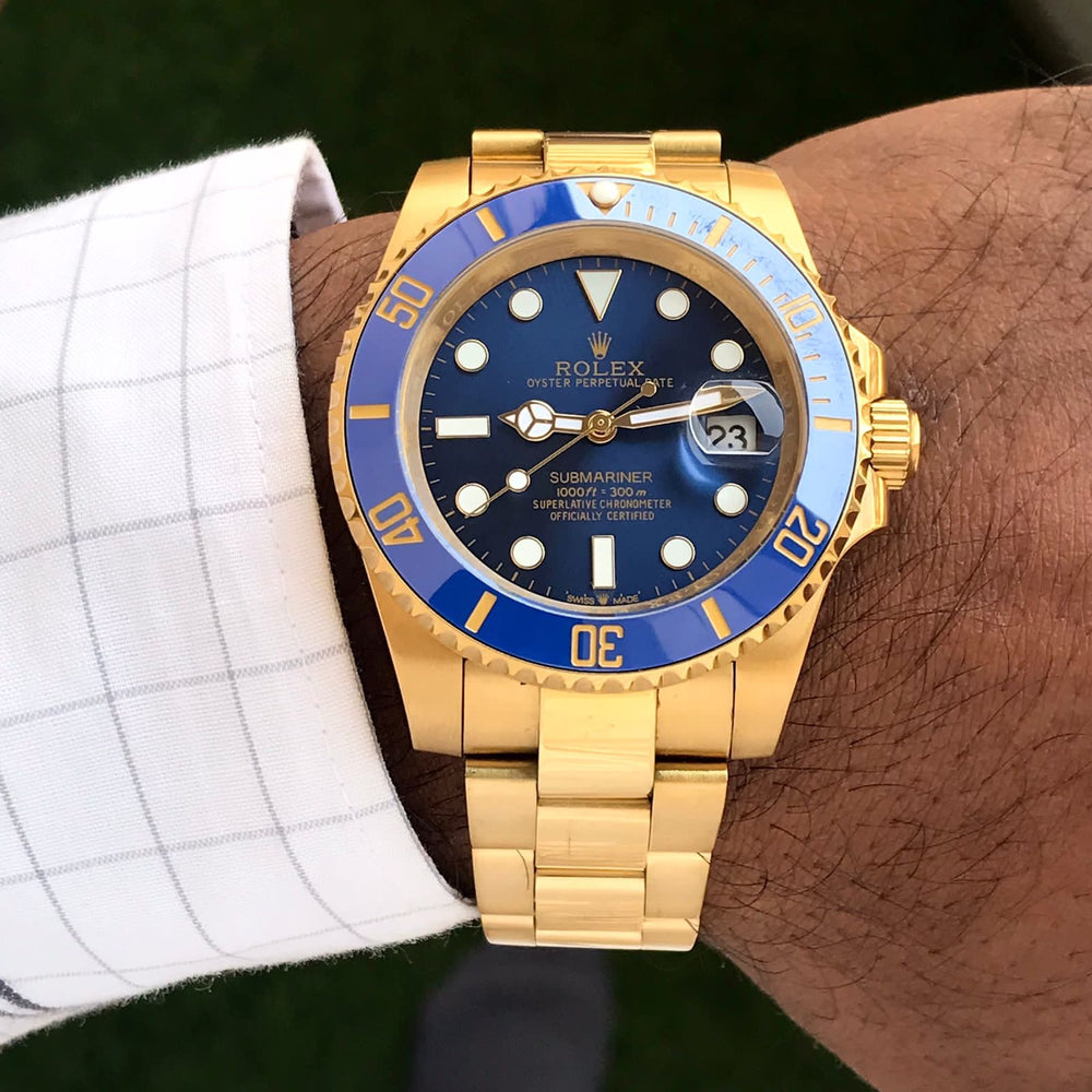 Rolex Submariner Full Gold & Blue Dial Japanese Master Quality Automatic Men’s Watch