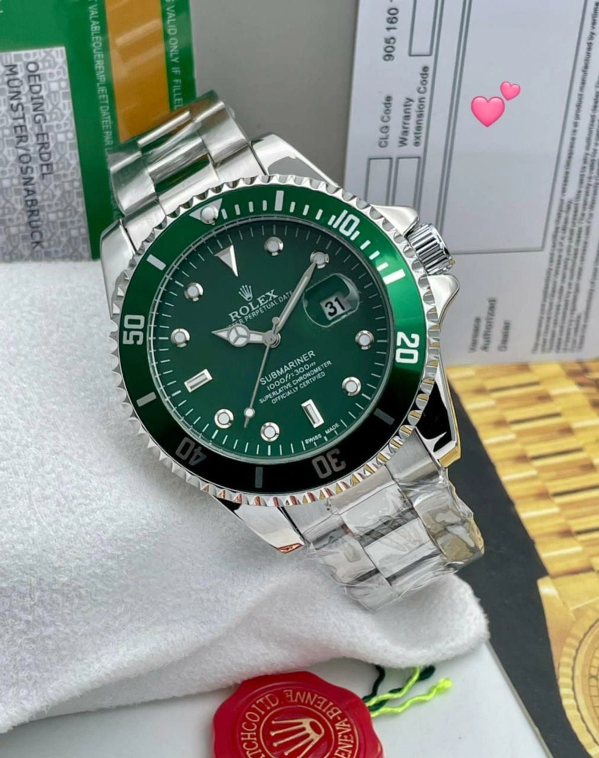 Rolex Submariner Green & Sliver Model Premium Quatz