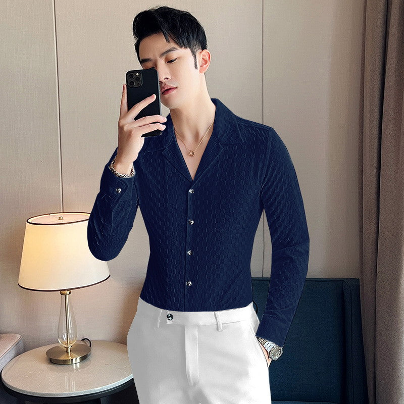 Blue Stylish Full Sleeve Casual Wear Shirt For Men — zoomed view