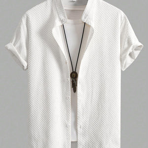 White Men Regular Fit Solid Casual Half Sleeves Shirt
