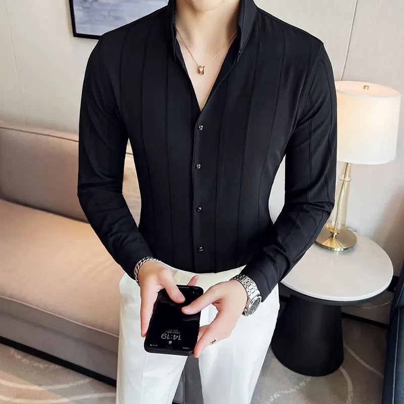 Dazzling Black Striped Premium Shirt — zoomed view