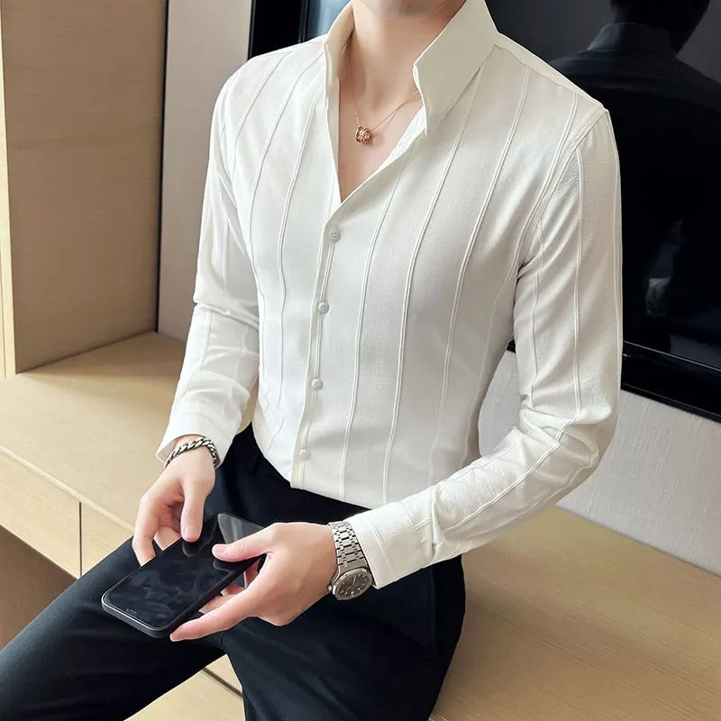 White  Striped Premium Shirt — zoomed view