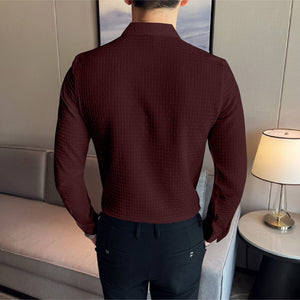 Maroon  Checks Structured Premium Shirt