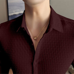Maroon  Checks Structured Premium Shirt