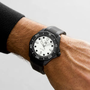 Tag Heuer Aquaracer Professional 300 Automatic White Dial Black Rubber Strap Watch for Men
