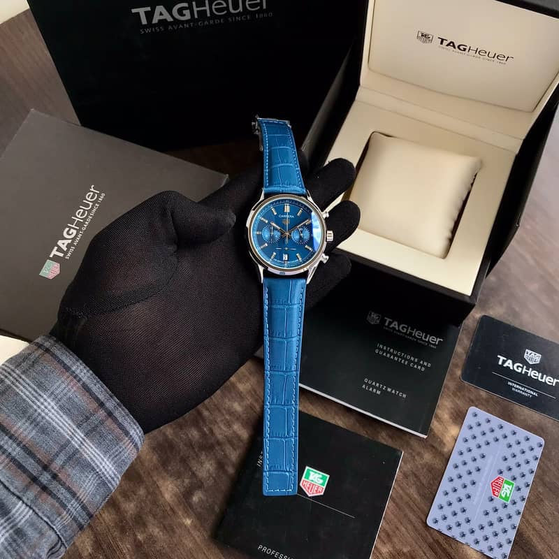 Tag Heuer Grand Carrera Blue Dial & Blue Leather Strap Japanese Master Quality Men’s Watch