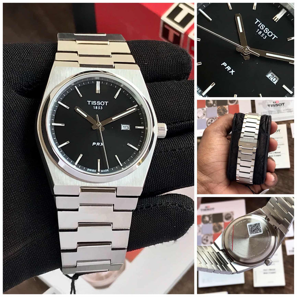 Tissot PRX T-Classic Stainless Steel Black Dial Japanese Quartz Mens Watch
