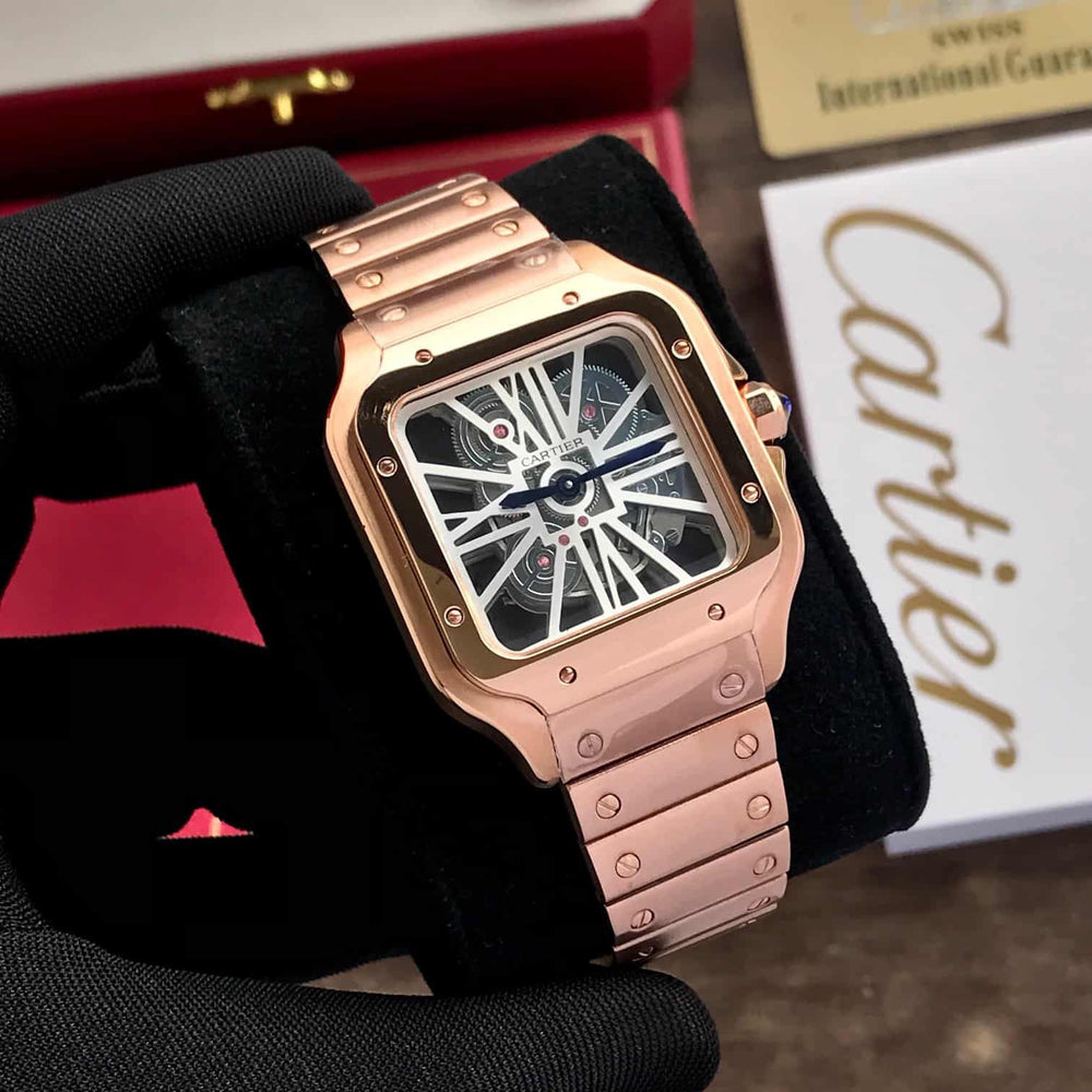 Cartier Santos De Skeleton Rosegold Automatic Men’s Watch