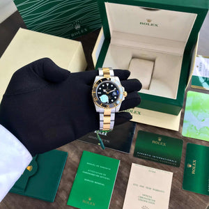 Rolex Submariner Two Tone Black Dail Japanese Automatic Mens Watch