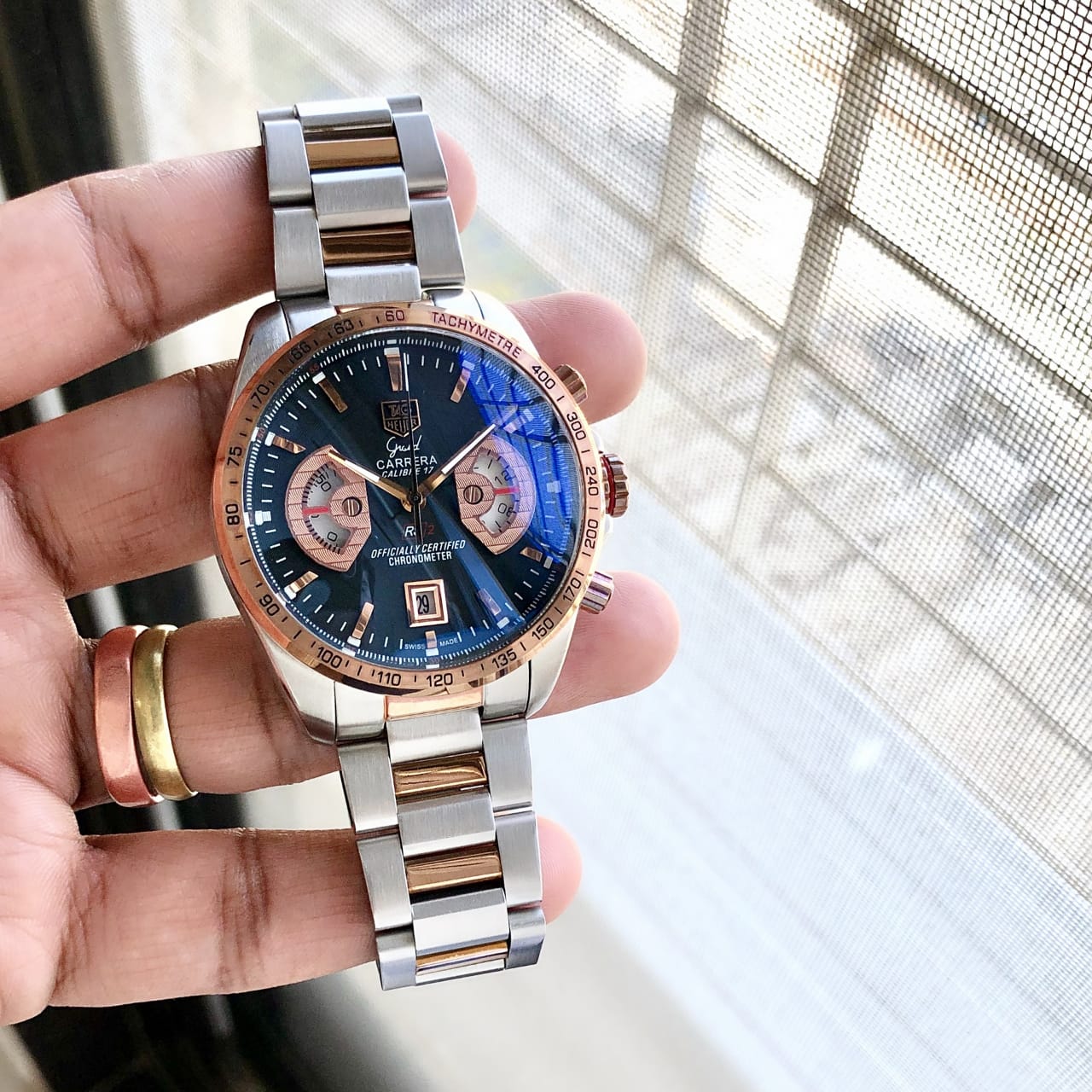 Marvellous Tag Heuer Diagno Black Chronograph Multi Dial Men’s Watch — zoomed view