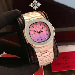 Patek Phillipe Nautilus Tiffany Dial Silver Metal premium Automatic Watch [OPEN BACK]