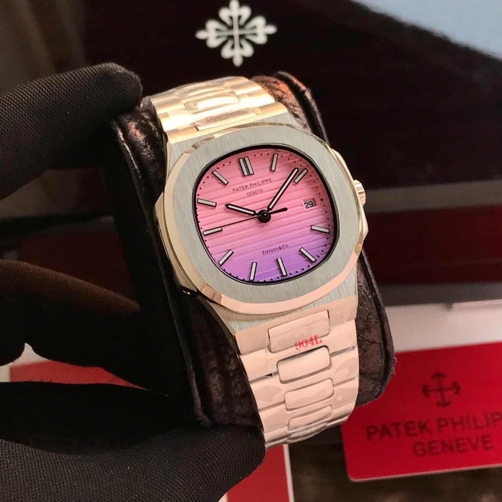 Patek Phillipe Nautilus Tiffany Dial Silver Metal premium Automatic Watch [OPEN BACK]