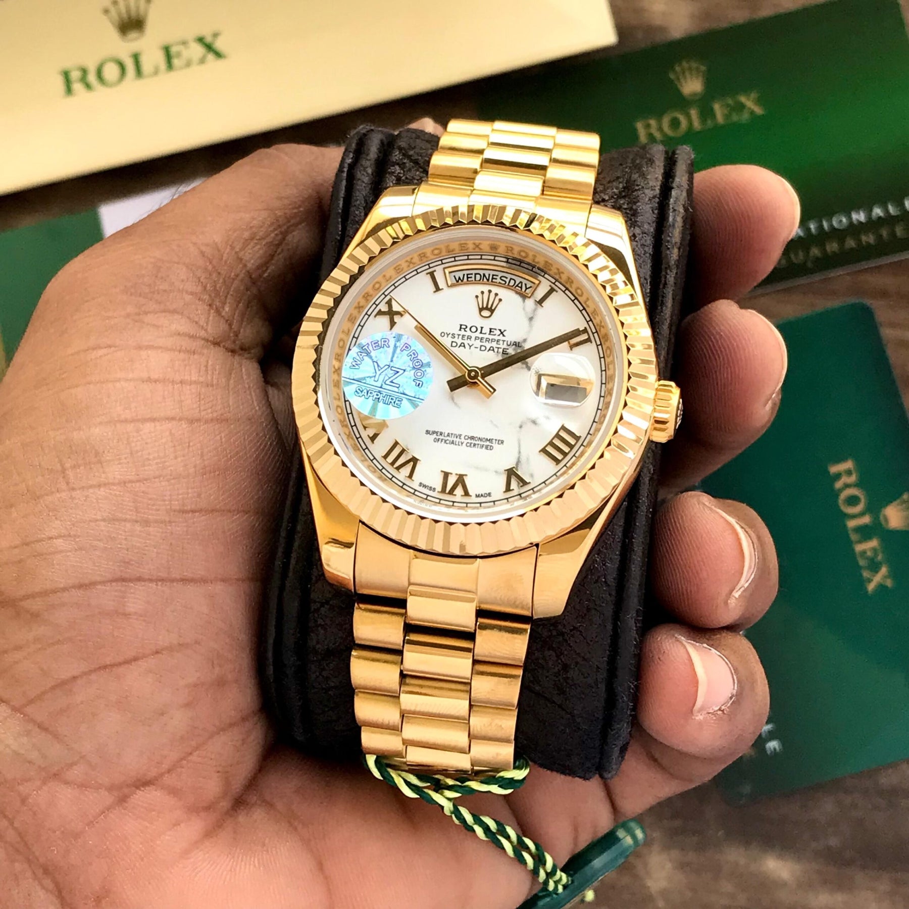 Rolex Date Just 41Yellow Gold Tone & White Dial Jubli Chain Japanese Automatic Master Quality Men’s Watch — zoomed view