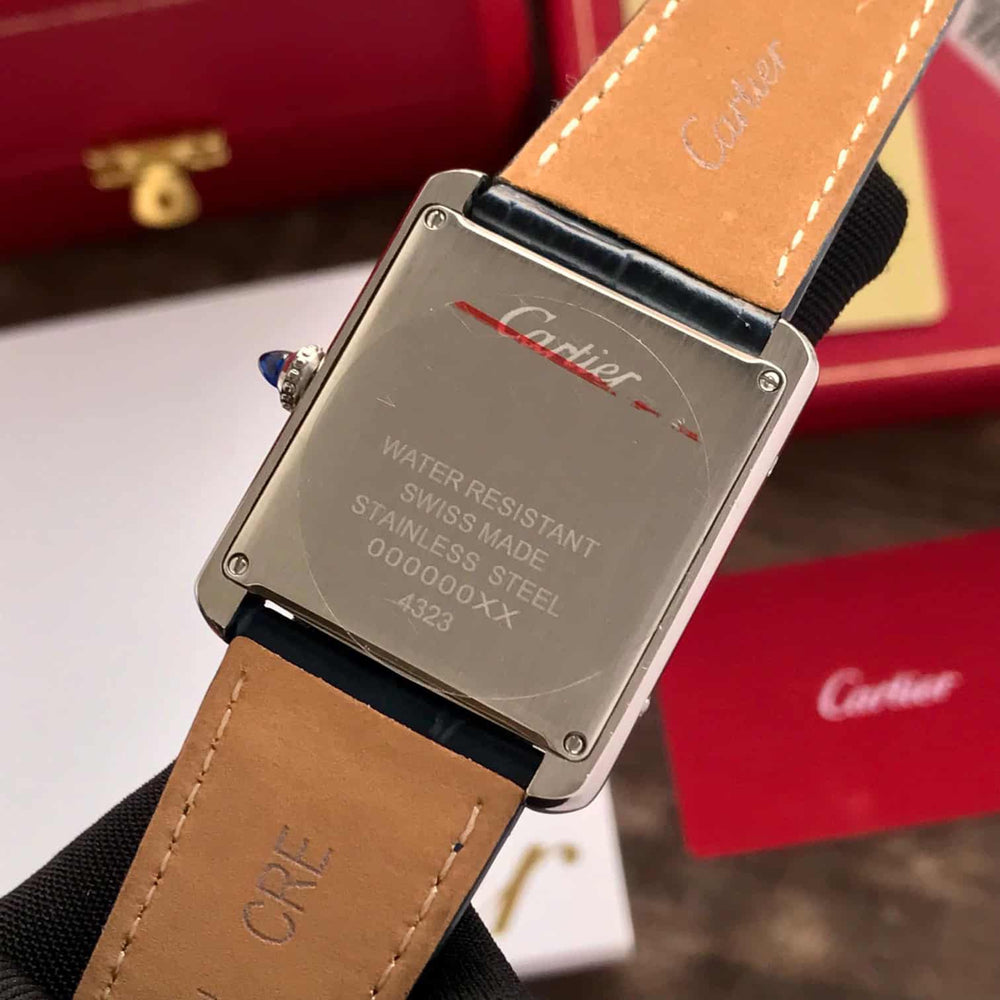 Cartier Tank Must Japanese Premium Medium Silver Blue Unisex Watch