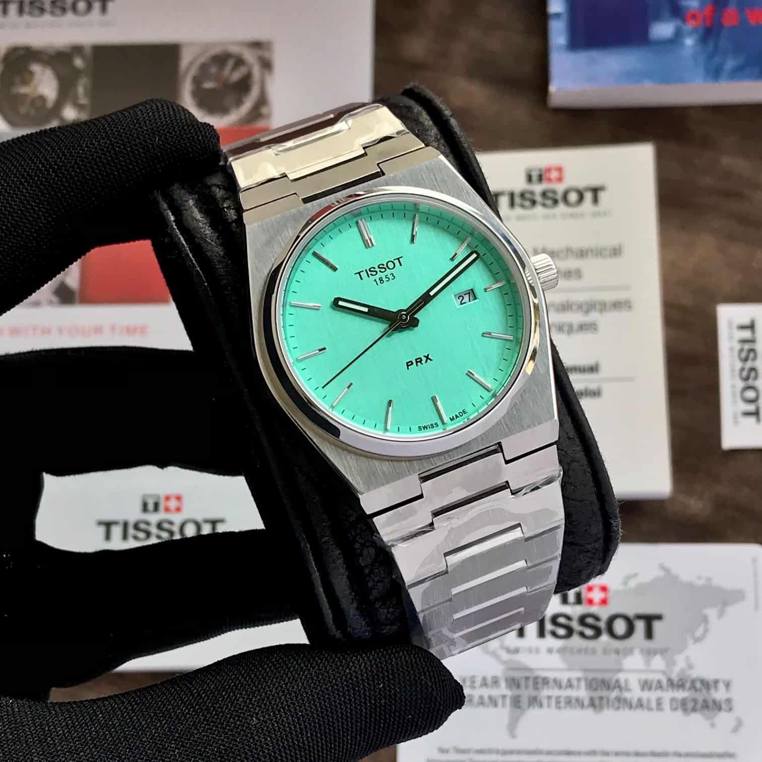 Tissot PRX T-Classic Tiffany Mint Japanese Quartz Movement Stainless Steel Watch
