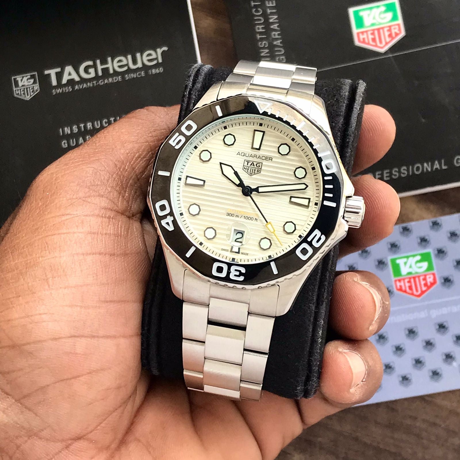 TAG Heuer Carerra AQUARACER White Dial Special Edition Re-Imagines Automatic Mens Watch — zoomed view