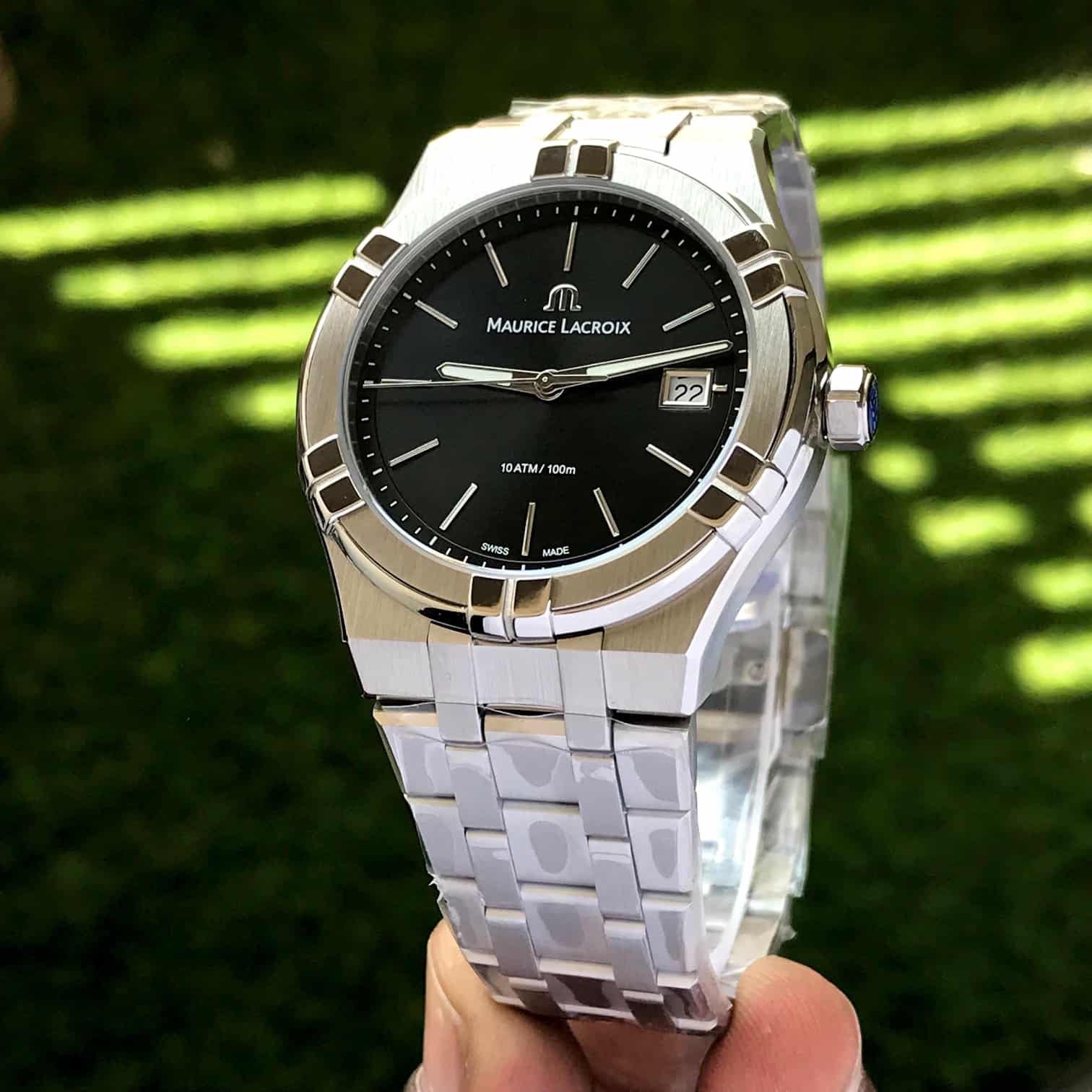 Maurice Lacroix Aikon Quartz 40mm Authentic Stainless Steel Black Dial — zoomed view