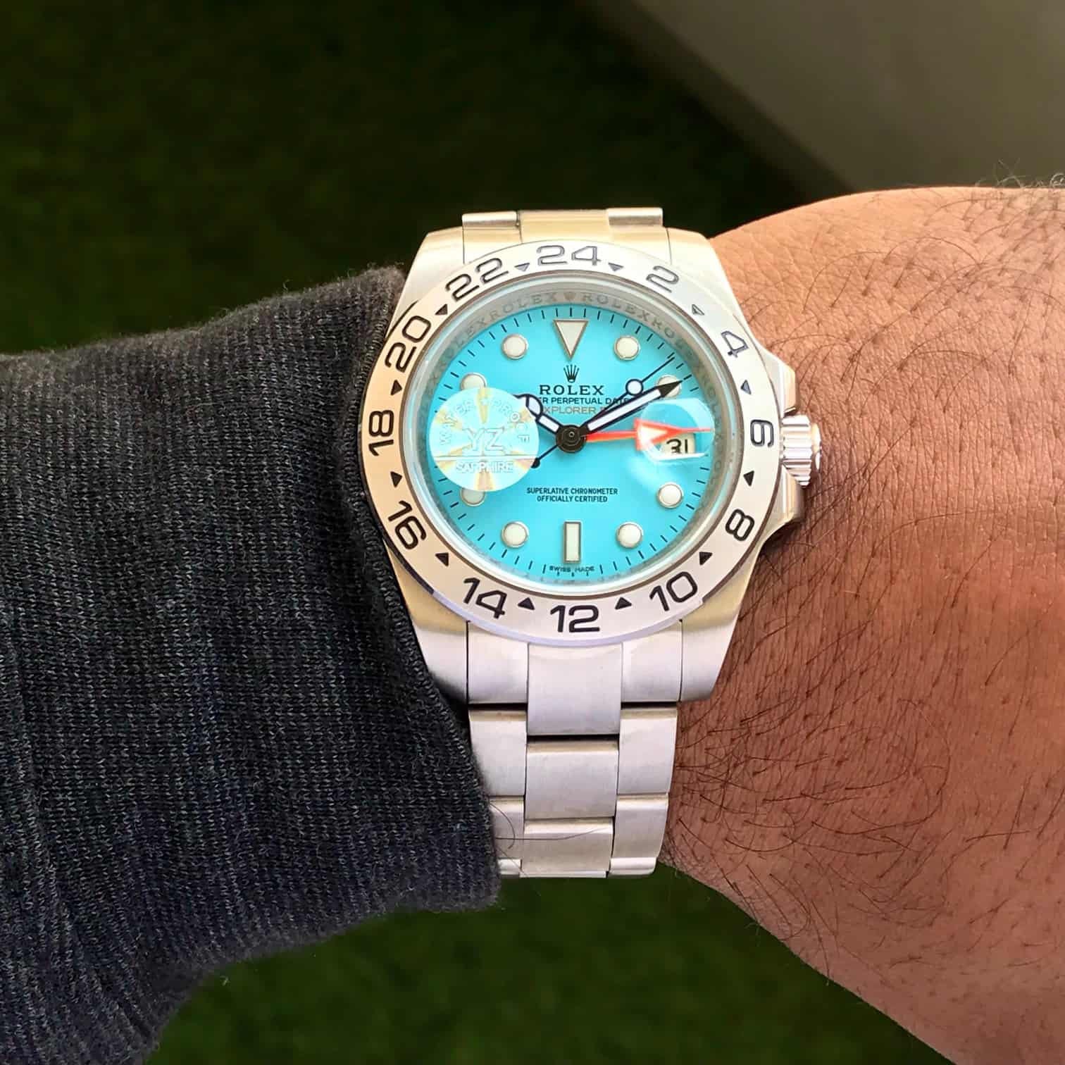 Rolex Explorer Tiffany Dial Automatic Men’s Watch — zoomed view