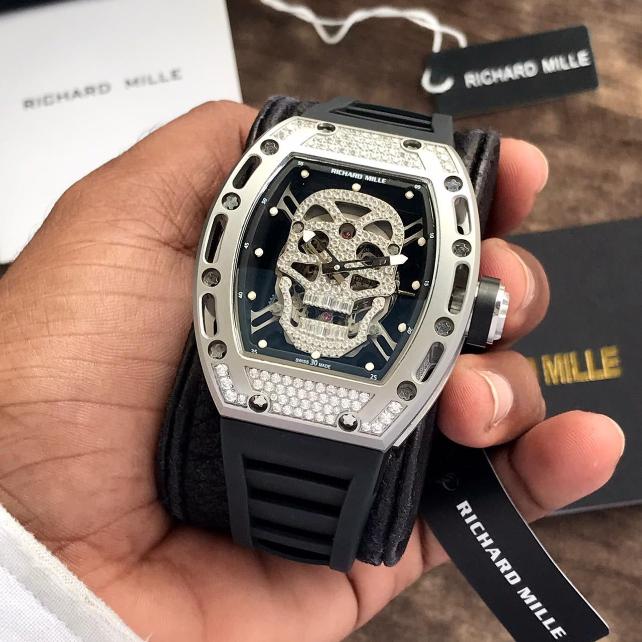 Richard Mille RM052 Skull White Diamond Semi ETA Machinery — zoomed view