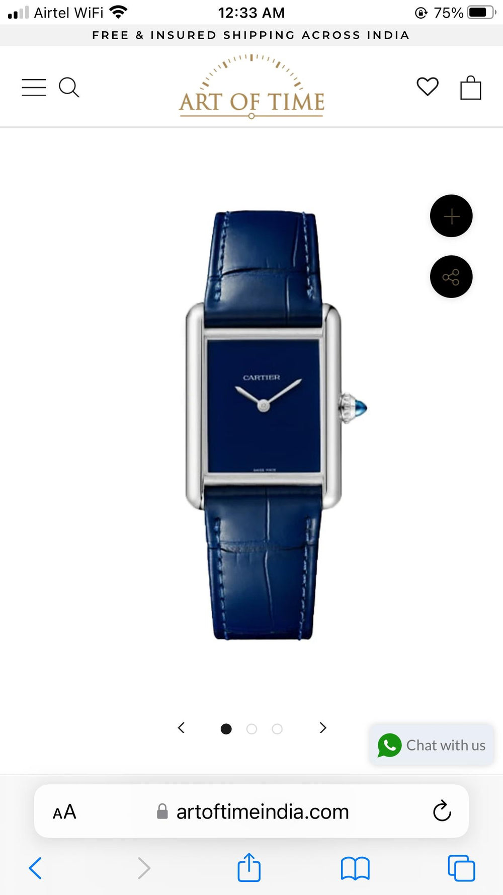 Cartier Tank Must Japanese Premium Medium Silver Blue Unisex Watch