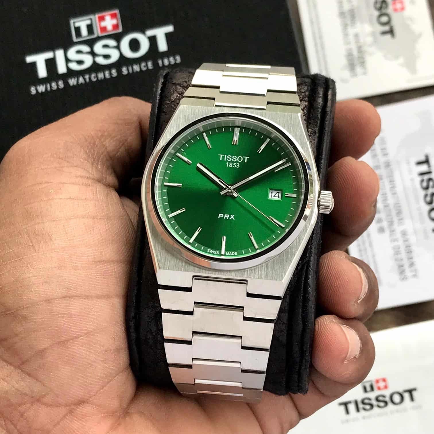 Tissot PRX Stainless Steel Green Dial Japanese Mens Watch