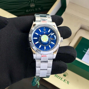 Rolex SkyDweller Silver Blue Dial Oyster Chain Belt Automatic Men’s Watch