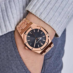 Audemars Piguet Perpetual Calendar Open Worked Golden And Blue Dial Automatic Mens Watch