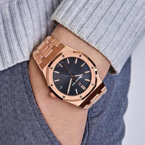 Audemars Piguet Perpetual Calendar Open Worked Golden And Blue Dial Automatic Mens Watch — zoomed view