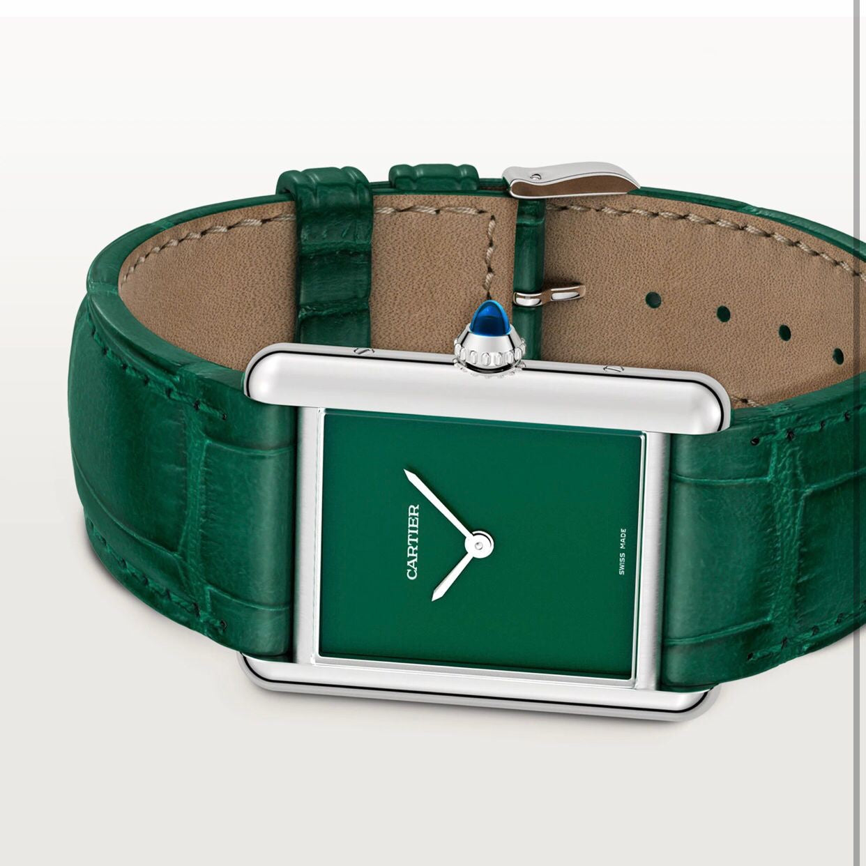 Cartier Tank Must Japanese Premium Medium Silver Green Unisex Watch