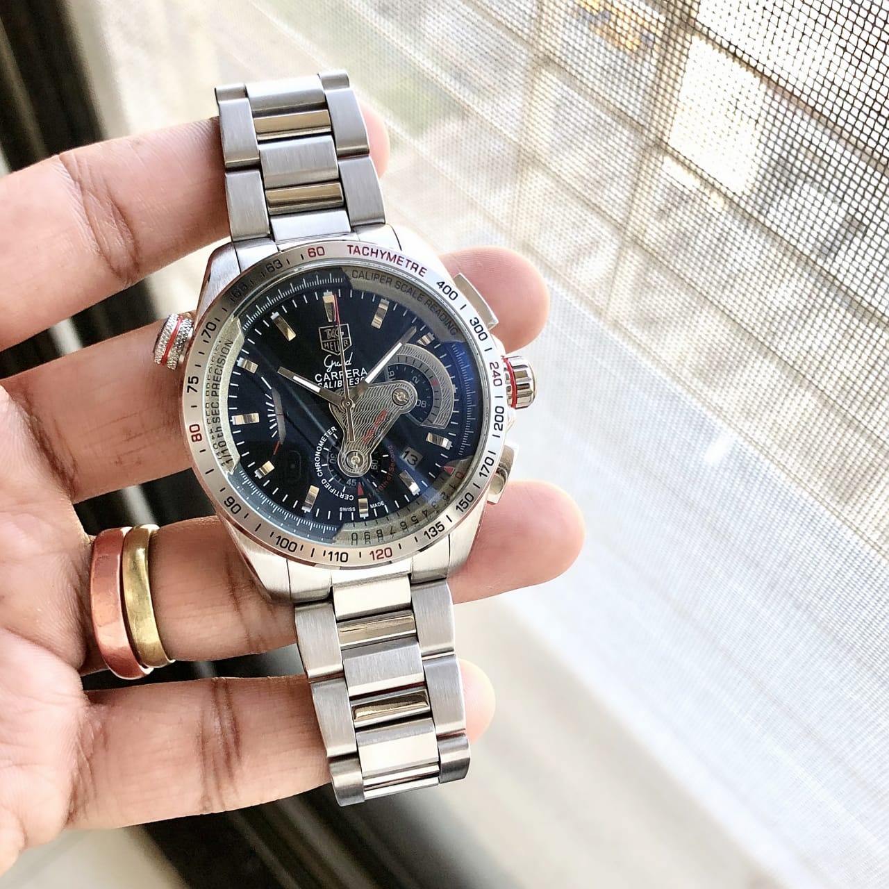Watch TAG HEUER, Chronograph, Grand Carrera, Calibre 36 , Ref CAV5115, Case Stainless Steel, Unisex, Men, Gift Birthday, Anniversary — zoomed view