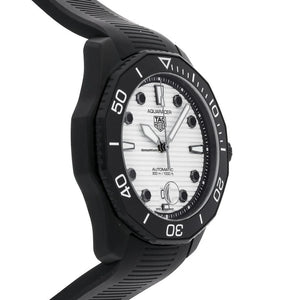 Tag Heuer Aquaracer Professional 300 Automatic White Dial Black Rubber Strap Watch for Men