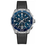 Tag Heuer Aquaracer Chronograph Blue Dial & Black Rubber Strap Quartz Mens Watch