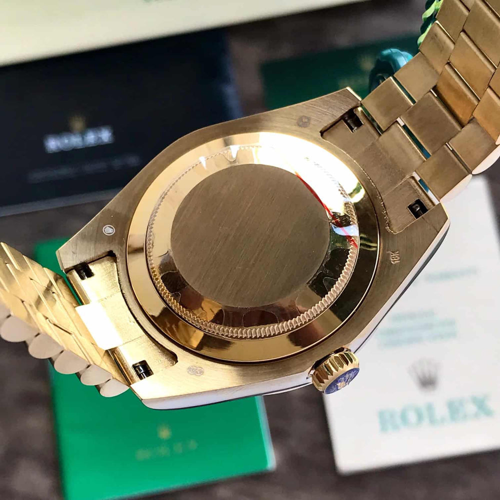 Rolex Day Date 40 Gold Tone Blue Dial Japanese Automatic Mens Watch