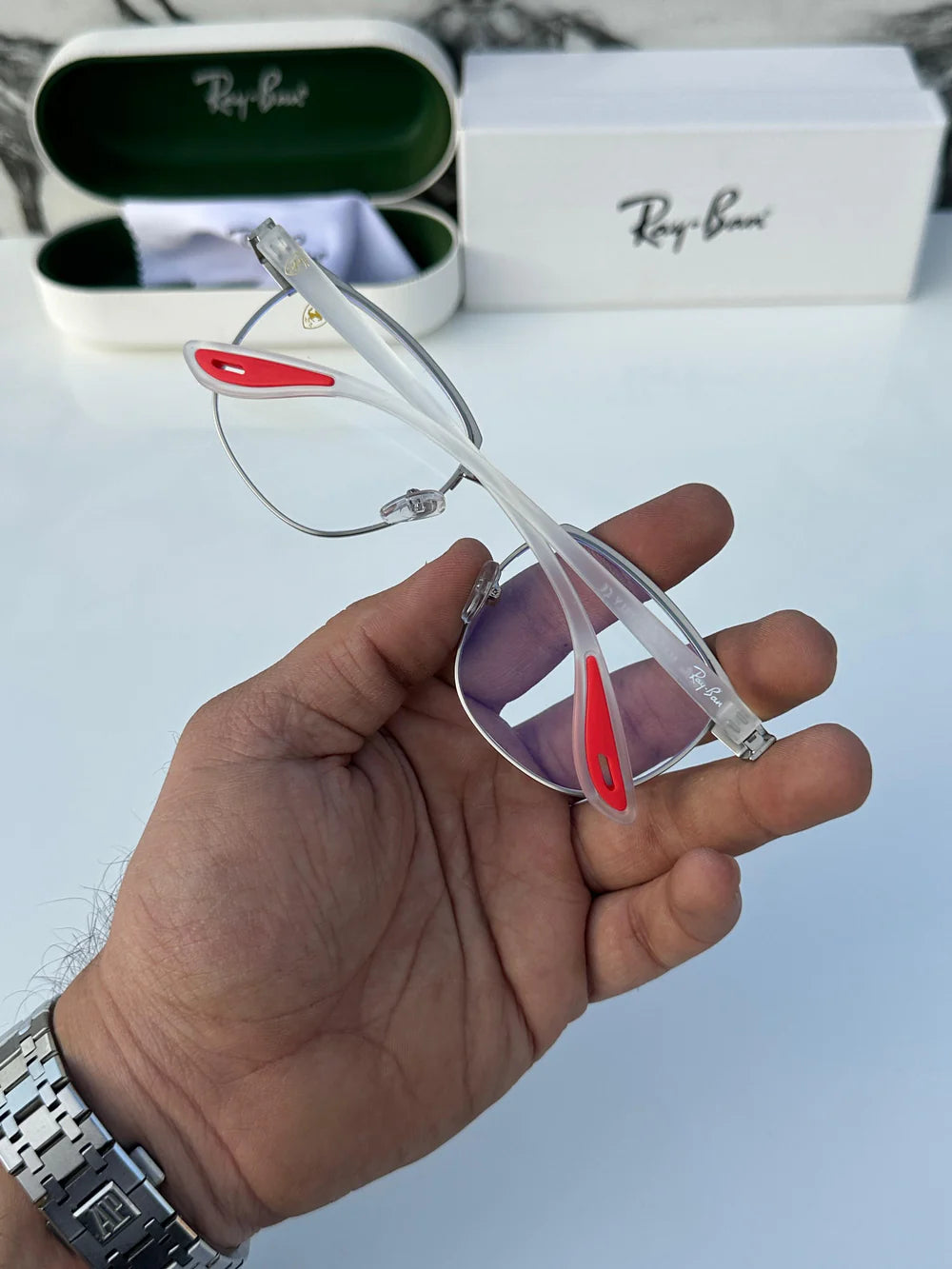Ray ban METAL GREY BLUE CUT SUNGLASSES