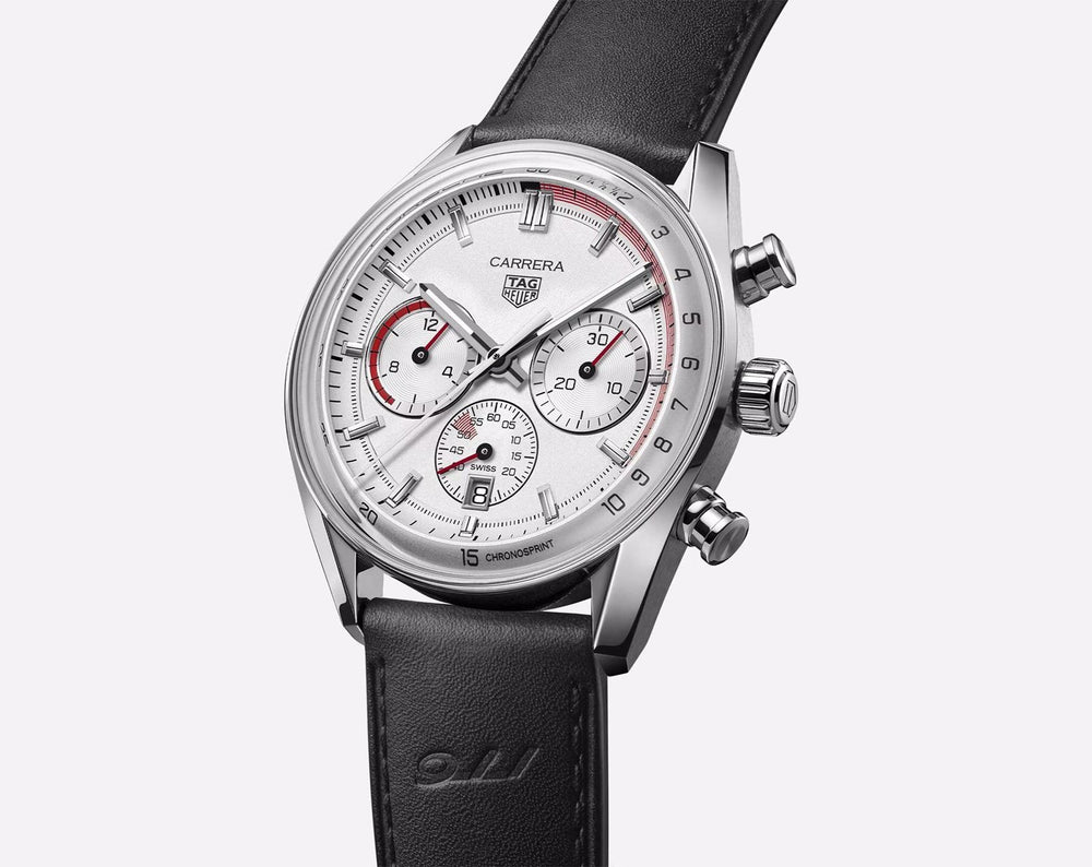 Tag Heuer Carrera Chronosprint X 911 Porsche White Dial Black Belt Japanese Mens Watch