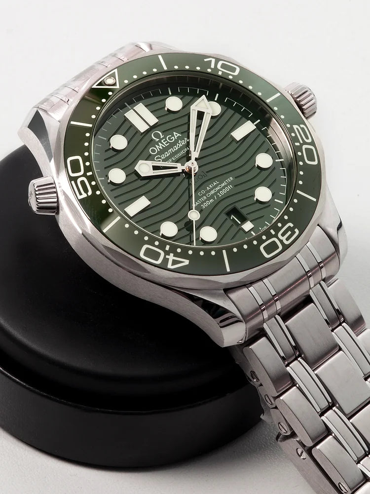 Omega Seamaster Diver 300M Green Dial Steel Bracelet Men's Watch