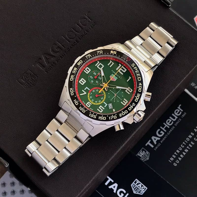 Tag Heuer X Red Bull Chronograph 43mm Stainless Steel Green Dial Japanese Master Quality Mens Watch — zoomed view