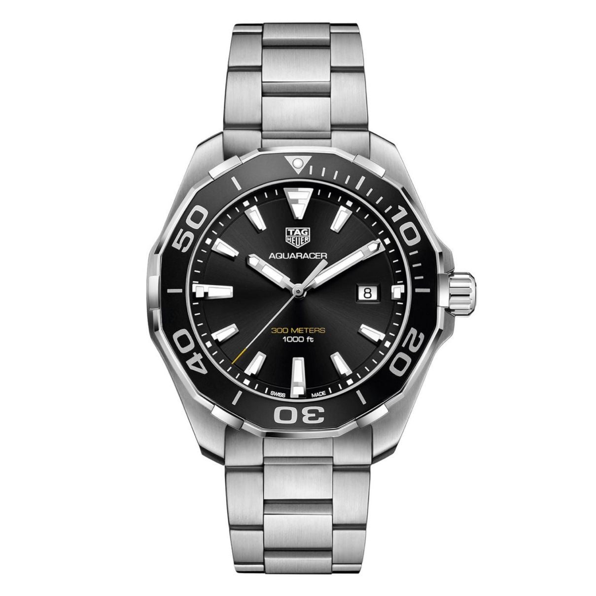 Tag Heuer Aquaracer Stainless Steel Black Dial 300M Automatic Mens Watch
